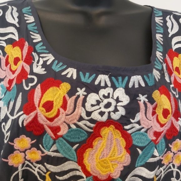 MISSLOOK | Women's Embroidered Top Dark Grey Size XL - Picture 3 of 8